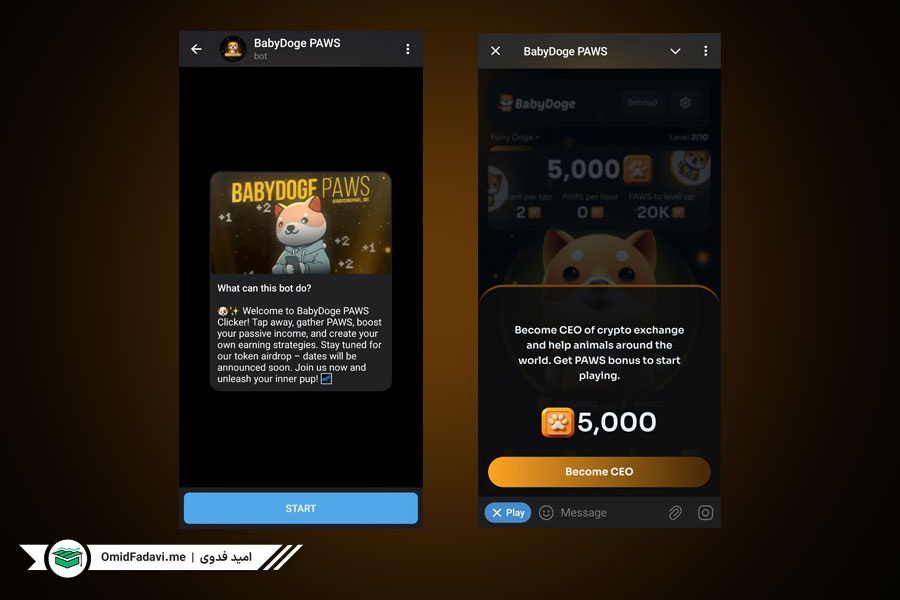 شروع بازی تلگرامی BabyDoge paws